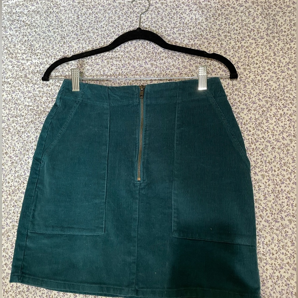 Teal Corduroy mini skirt